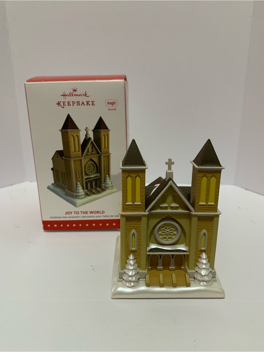 Hallmark Yellow and Brown Church Ornament with Snowy Roof